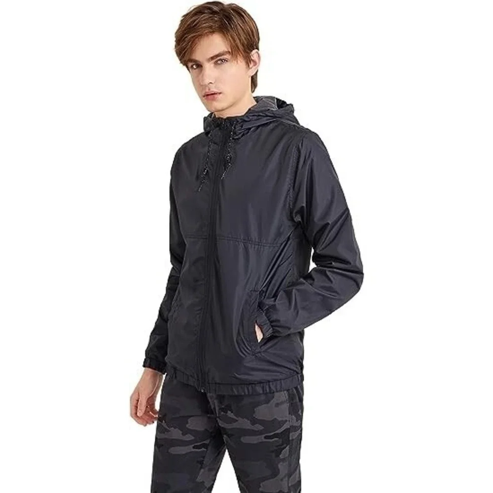DINOGREY Mens Waterproof Windbreaker Rain Jacket Lightweight Hooded Raincoat (S)